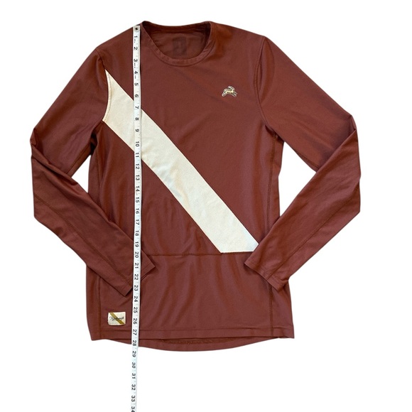 Tracksmith Mens Van Cortlandt Long Sleeve Running Shirt Rust Red - Small - Picture 8 of 10